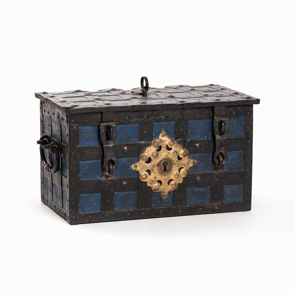 Wrought-Iron War Chest with Polychrome Paint, Germany, 18th C Wrought iron, painted - Image 10 of 10