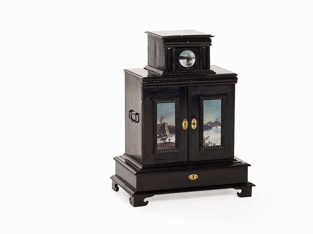 A Baroque Cabinet with Secret Drawer, Southern Germany, 17th C Softwood, ebonized, brass,