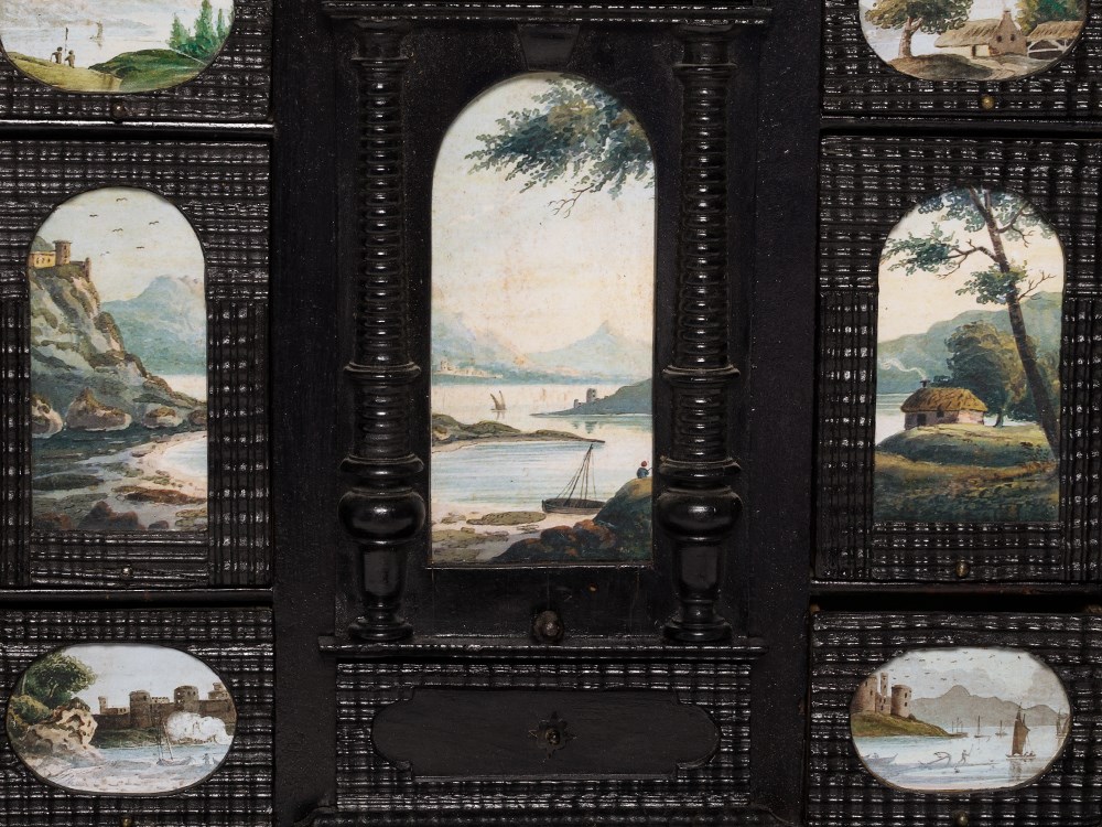 A Baroque Cabinet with Secret Drawer, Southern Germany, 17th C Softwood, ebonized, brass, - Image 7 of 9