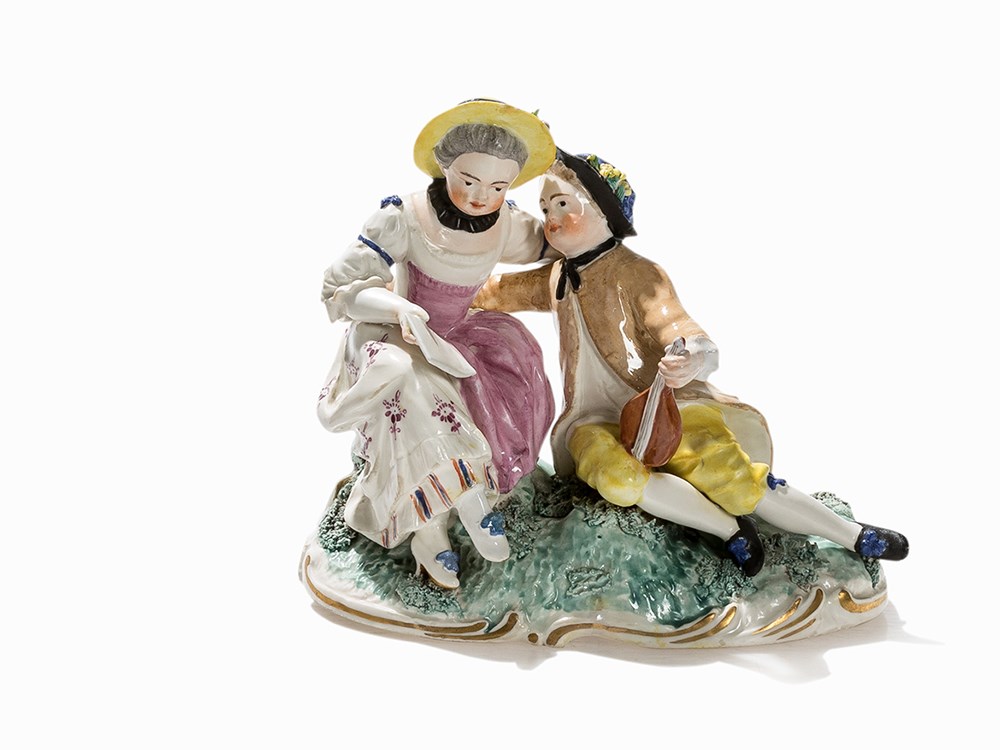 Frankenthal, Music Playing Couple, Porcelain, 1778 Porcelain, polychrome painting, parcel-
