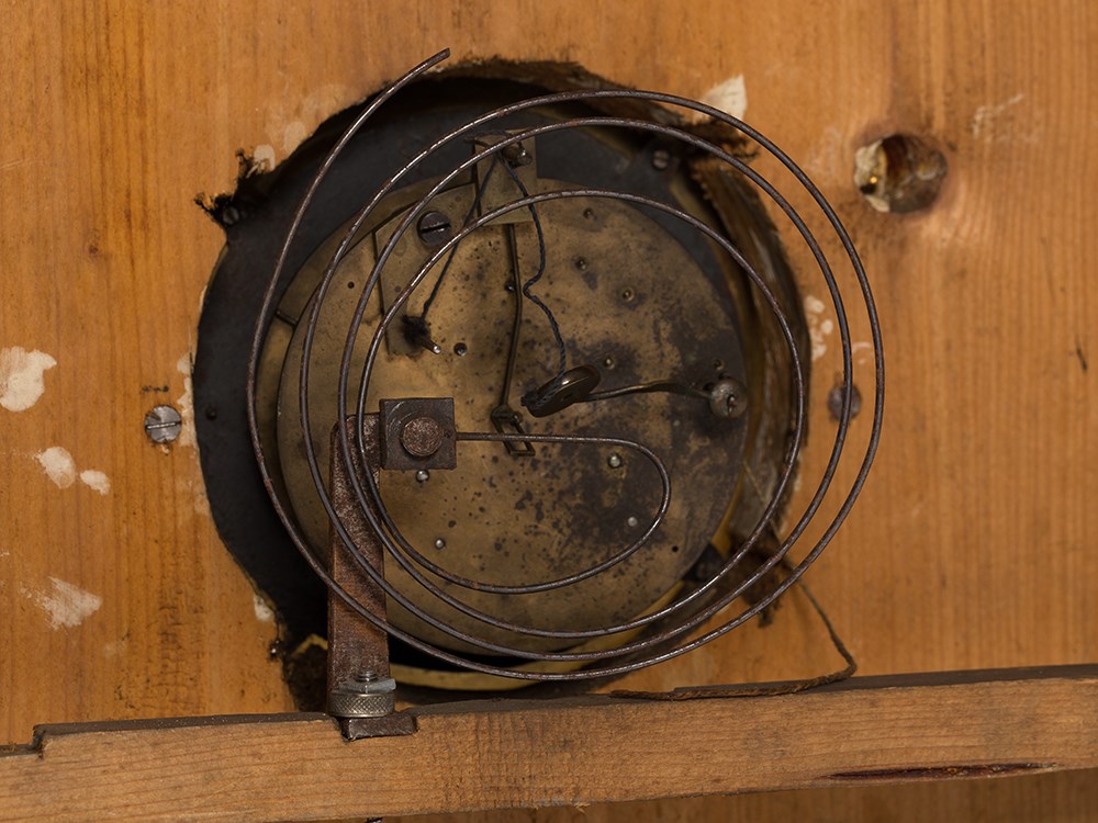 A Small 'Biedermeier' Framed Wall Clock, Austria, circa 1840 Pine or timber wood with gold painted - Image 6 of 9