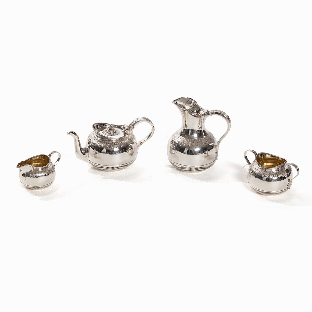 A 4 Piece Silver Service, Goldsmiths & Silversmiths London 1903 Sterling silver, embossed, chiseled, - Image 10 of 10