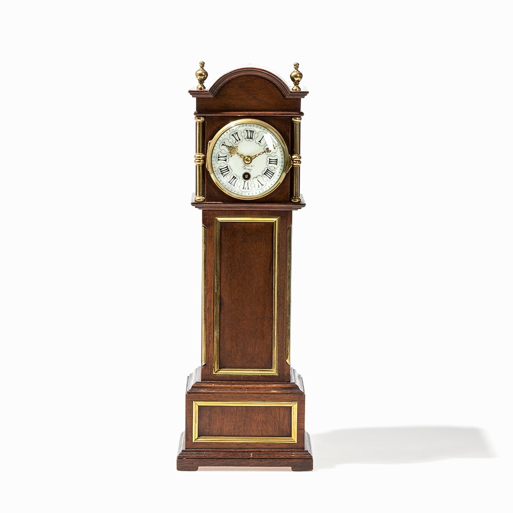 A Charming Mahogany Miniature Longcase Clock, c. 1900 Mahogany, brass, glass, metalpres. France or - Image 10 of 10