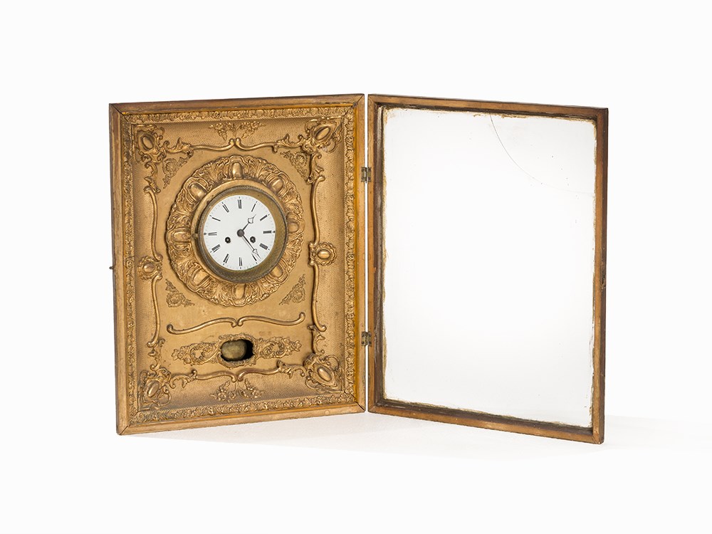 A Small 'Biedermeier' Framed Wall Clock, Austria, circa 1840 Pine or timber wood with gold painted - Image 2 of 9