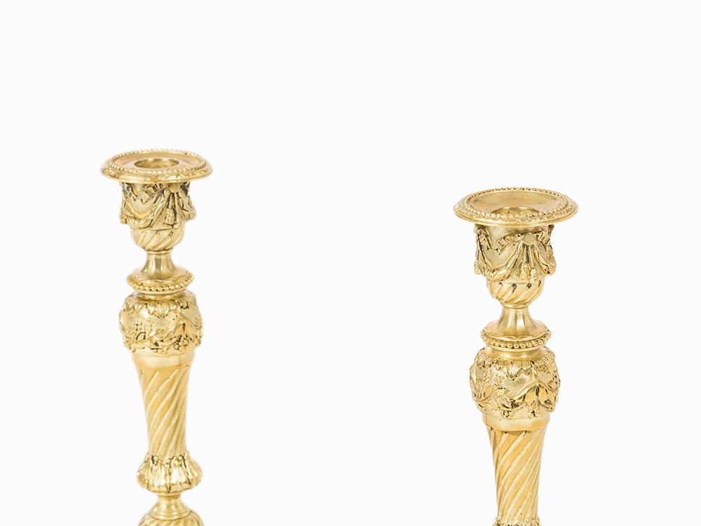 Pair of Neo-Classical Candlesticks, France, Early 19th C. Gilded bronzeFrance, early 19th - Image 2 of 6