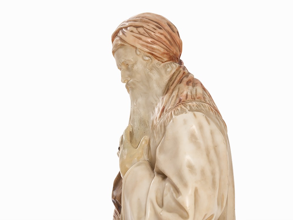 Adolf Jahn (1858-1941), Nathan the Wise, Alabaster, 1893 Alabaster, faux marble paintingGermany, - Image 5 of 10