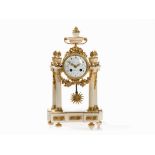 Louis XVI Style Portico Clock, Planchon/Japy, France, c. 1850White Naxos Marble, bronze, gold-
