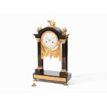 Empire Portico Clock With Pigeons, Terrien à Paris, c. 1810 Black marble, gilt bronze, brass,