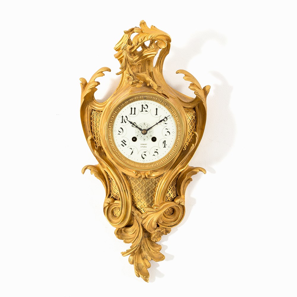 Neorococo Cartel Clock, Marti, France, c. 1875Bronze, gold-plated, brass, metalFrance, c. - Image 6 of 6