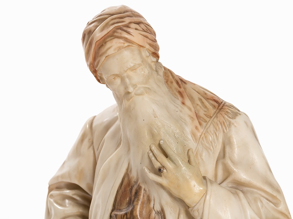 Adolf Jahn (1858-1941), Nathan the Wise, Alabaster, 1893 Alabaster, faux marble paintingGermany, - Image 4 of 10