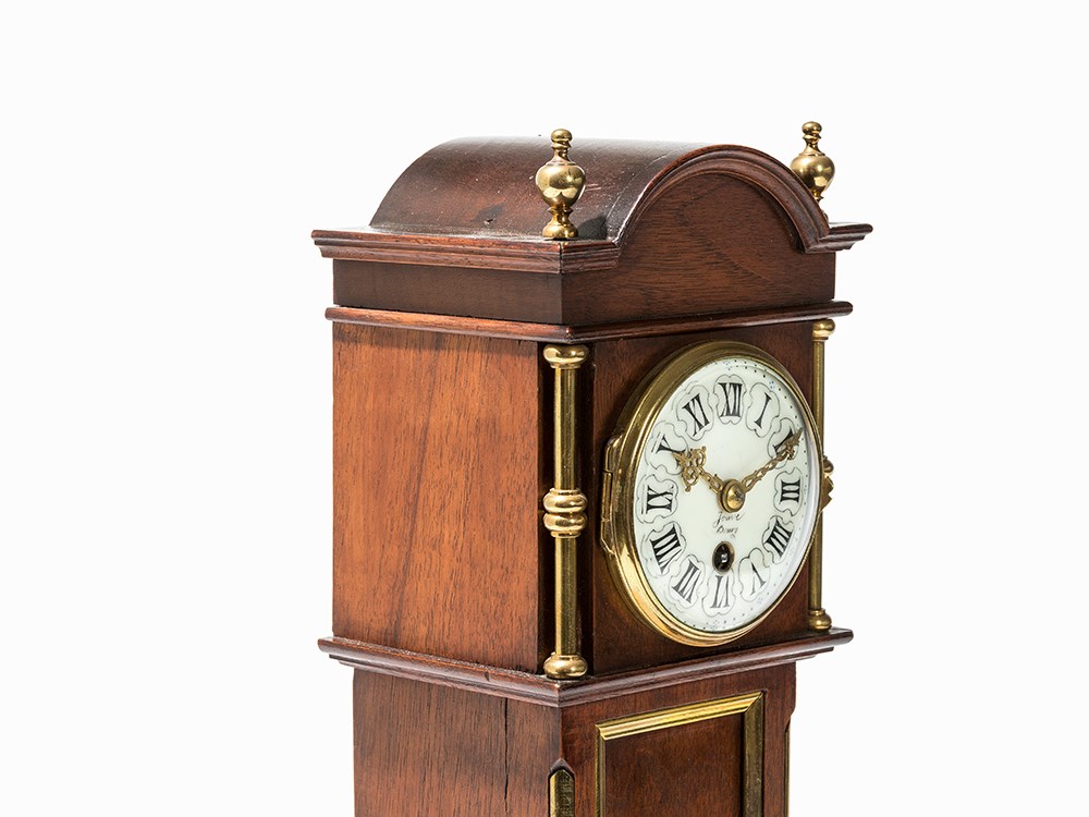 A Charming Mahogany Miniature Longcase Clock, c. 1900 Mahogany, brass, glass, metalpres. France or - Image 4 of 10