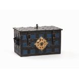 Wrought-Iron War Chest with Polychrome Paint, Germany, 18th C Wrought iron, painted