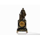 A Figural Mantel Clock ‘Nobleman’, Japy, France, 19th CBronze, gold-plated and patinated, marble,