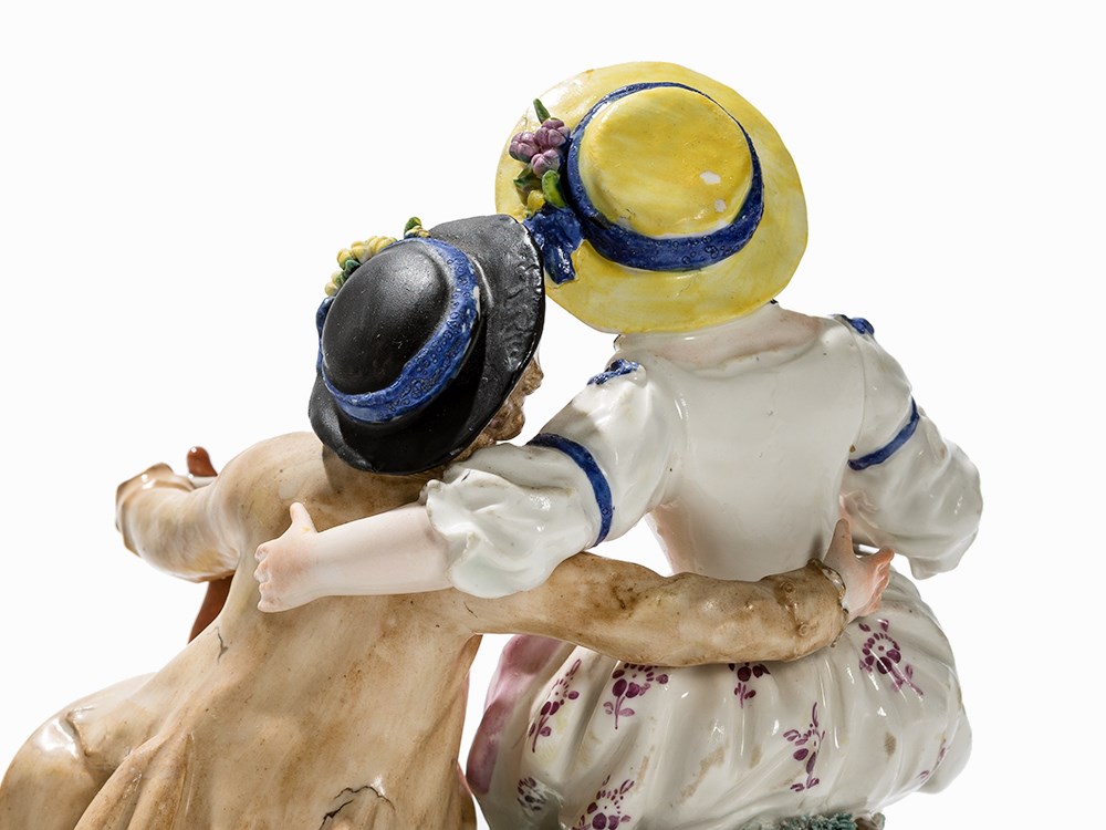 Frankenthal, Music Playing Couple, Porcelain, 1778 Porcelain, polychrome painting, parcel- - Image 7 of 9
