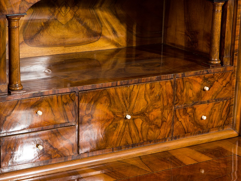A Biedermeier-Secrétaire à Abattant, Germany, 1st H 19th C Softwood body, walnut, veneered and - Image 4 of 11
