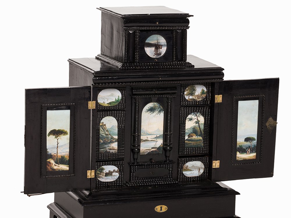 A Baroque Cabinet with Secret Drawer, Southern Germany, 17th C Softwood, ebonized, brass, - Image 3 of 9