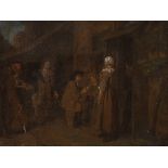 By the Tavern, Oil Painting, Pres. Netherlands, 18th C. Oil on canvas, relinedPresumably