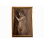 Gustave Courtois, Female Nude at a Window, Chalk, 1880/90 Chalk drawing in black with highlights