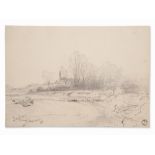 Julius Bayer, Landscape near Salzburg, Pencil Drawing, 1881 Pencil drawing on paperAustria,