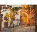 Konrad Petrides, Oil Painting, St.Maria in Aracoeli, Italy,1905 Oil on paperRome, Italy,