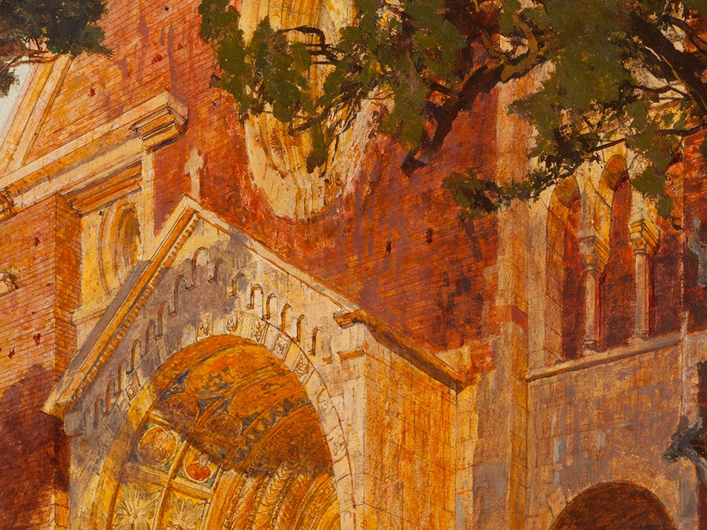 Konrad Petrides, Oil Painting, St.Maria in Aracoeli, Italy,1905 Oil on paperRome, Italy, - Image 5 of 9