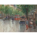 Oscar Matysek, Gouache, Street Scene in Paris, France, 1905 Gouache on cardboardParis, France,