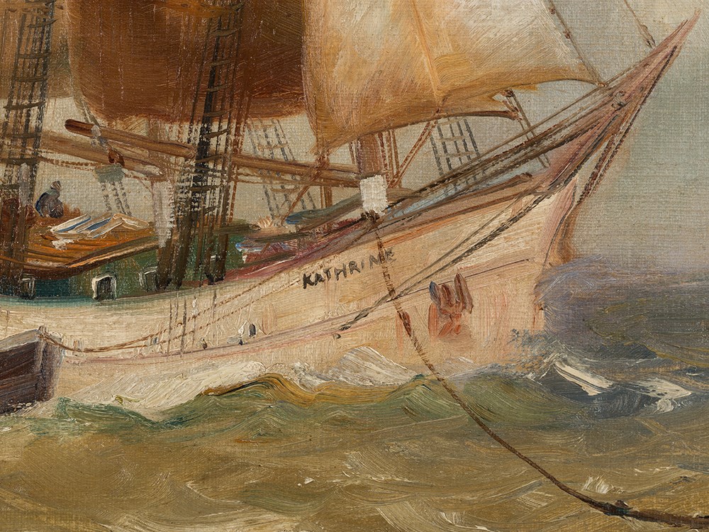 Alfred Jensen (1859-1935), Sailboat with Tug, circa 1900 Oil on canvasDenmark/Germany, circa - Image 8 of 14