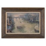 Oil Painting, Views of the Thames, London, Mid 20th C. Oil on canvasLondon, middle of 20th