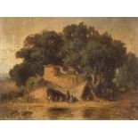 Heinrich v. Reder (1824-1909), Landscape with figures, 19th C  Oil on canvasGermany, 19th