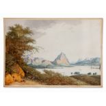 Joseph Anton Knip, Lago di Annone, Watercolor, c. 1810 Watercolor on paper, laid down on