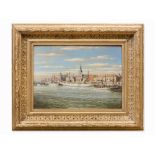 Oil Painting, Cityscape of Riga, Latvia, c. 1910 Oil on cardboard Latvia, around 1910 Titled on