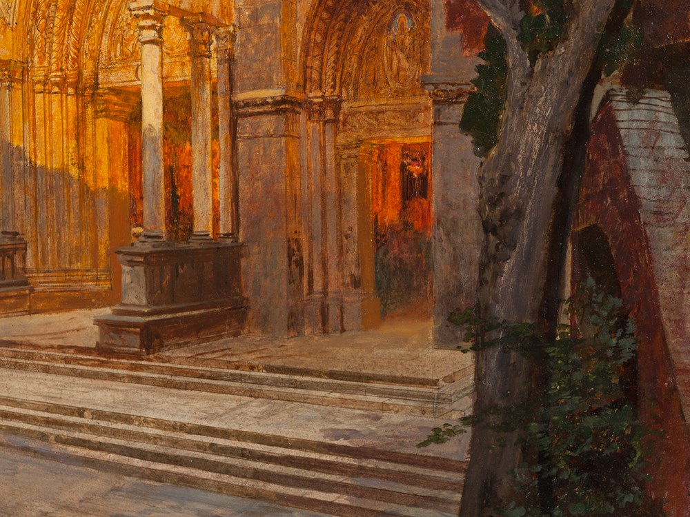 Konrad Petrides, Oil Painting, St.Maria in Aracoeli, Italy,1905 Oil on paperRome, Italy, - Image 6 of 9