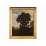 Arcadian Landscape, Oil Painting, Roman School, 19th C. Oil on panelRoman School, second half of