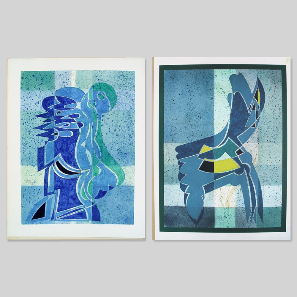 Two Abstract Compositions by Wladimir Erlebach, 1978/79Mixed technique, partly spray technique, on - Image 9 of 9