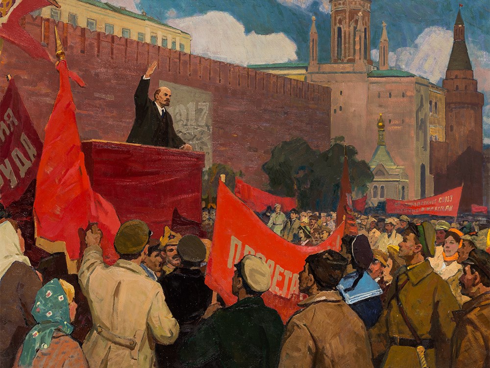 Porfiriy Matveyev Mishenko (b. 1918), Lenin’s Speech, 1970 Oil on canvasUkraine, 1970Porfiriy - Image 2 of 9