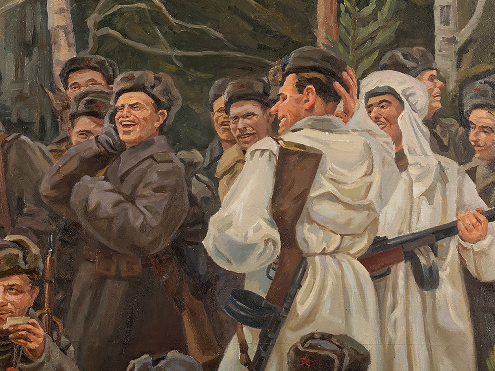 Rest after the Battle, Painting, presumably 1950s Oil on canvas, sewn togetherSoviet Union, - Image 6 of 11