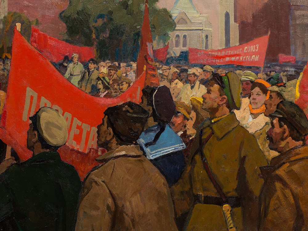 Porfiriy Matveyev Mishenko (b. 1918), Lenin’s Speech, 1970 Oil on canvasUkraine, 1970Porfiriy - Image 5 of 9