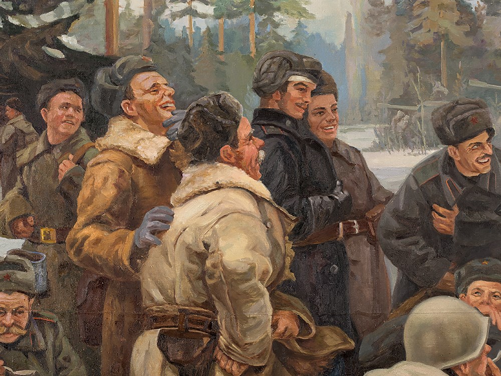 Rest after the Battle, Painting, presumably 1950s Oil on canvas, sewn togetherSoviet Union, - Image 3 of 11