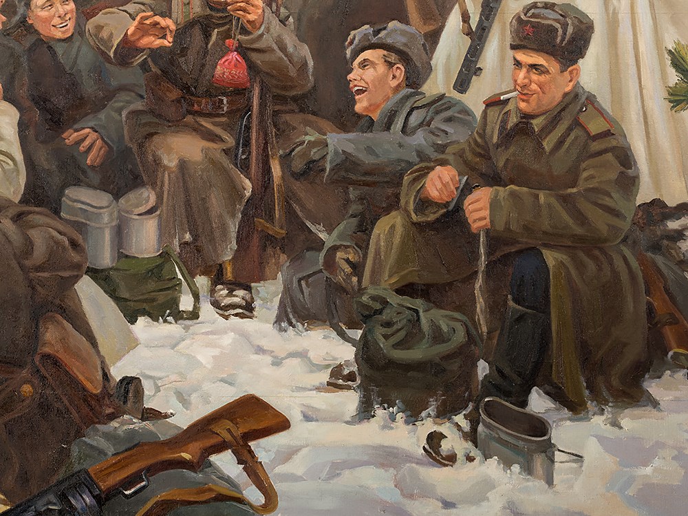 Rest after the Battle, Painting, presumably 1950s Oil on canvas, sewn togetherSoviet Union, - Image 8 of 11