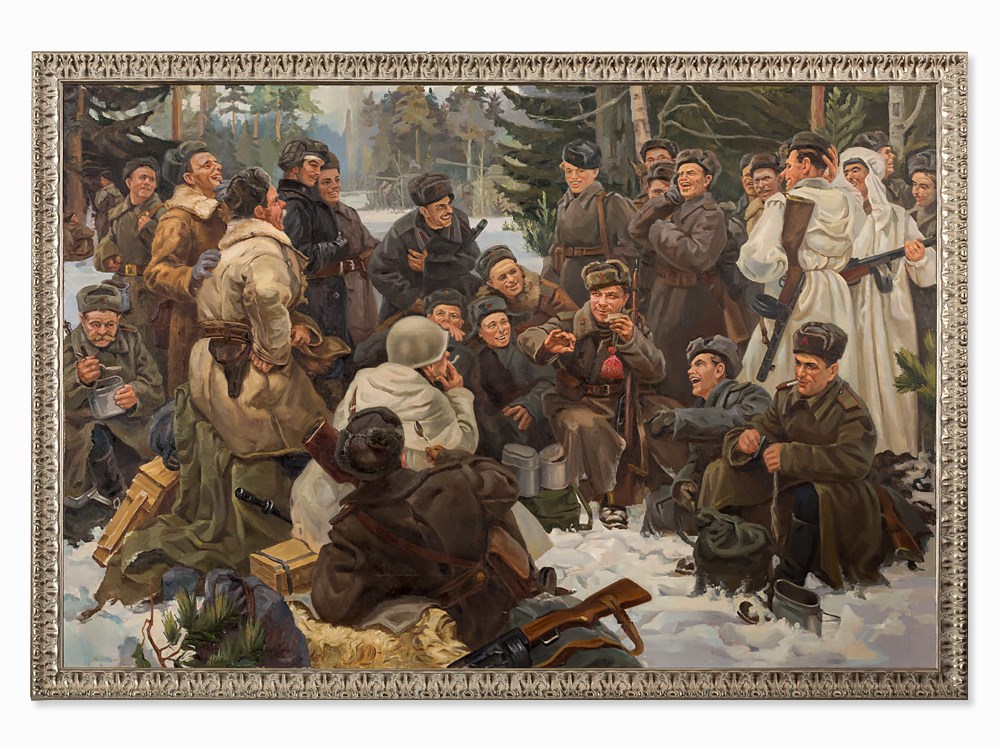 Rest after the Battle, Painting, presumably 1950s Oil on canvas, sewn togetherSoviet Union,