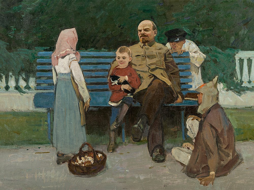 Viktor Grigorevich Sevastyanov, Lenin in the Park, 1950sOil on canvasUSSR, presumably mid-20th - Image 5 of 9