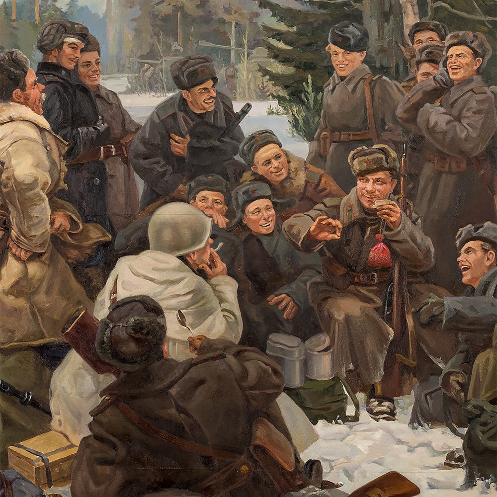 Rest after the Battle, Painting, presumably 1950s Oil on canvas, sewn togetherSoviet Union, - Image 11 of 11