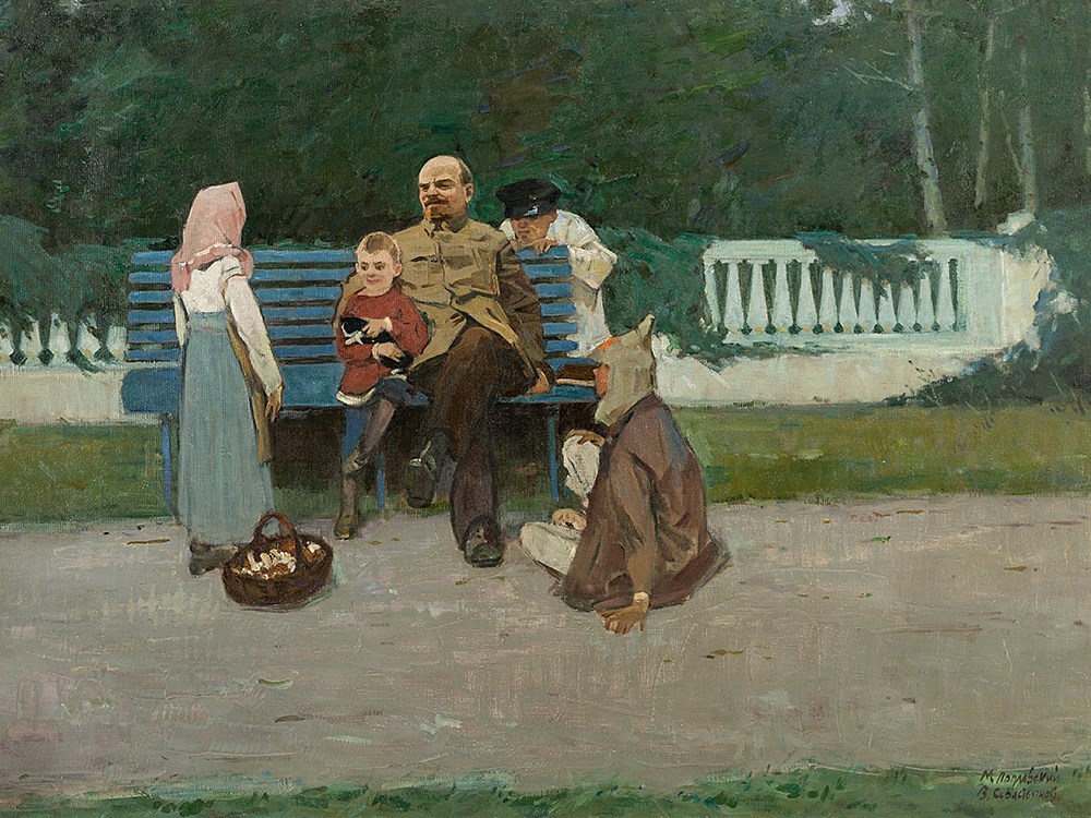 Viktor Grigorevich Sevastyanov, Lenin in the Park, 1950sOil on canvasUSSR, presumably mid-20th - Image 4 of 9