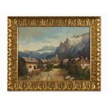 F. Hubermeier, Alpine Village View, Oil, 1st Half 20th C. Oil on canvas Germany, 1st half 20th