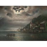 Johann Jacob Reinhardt, Lake-Side Full Moon, Germany, 1896 Oil on canvasGermany, 1896Johann Jacob