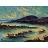 Erich Thum, Painting, 'Tote Wasser an der Donau', 1924Oil on canvasGermany, 1924 Erich Thum;