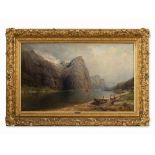 Julius Rose (1828-1911), Fjord Landscape, Oil Painting, 1904 Oil on canvasMunich, Germany,