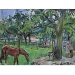 Oil Painting, “Horses in the Swabian Jura“, Franz Frank, 1951Oil on canvasGermany, 1951Franz