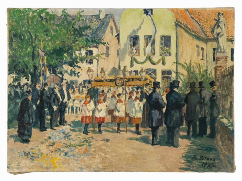 Richard Bloos (1878-1956), Fronleichnamsprozession, Öl, 1922 Öl auf Leinwand, - Image 5 of 11