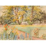 Olga Aleksandrovna (1882-1960), Bank im Park, Aquarell, 20.Jh. Aquarell auf leichtem KartonWohl